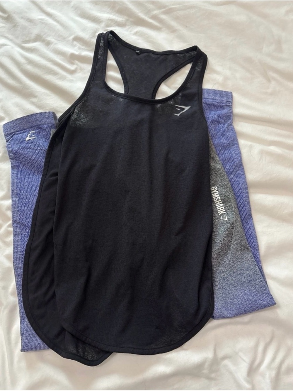 Gymshark Black Racerback Tank with Gray-to-Blue Ombre Leggings - Picture 3 of 3